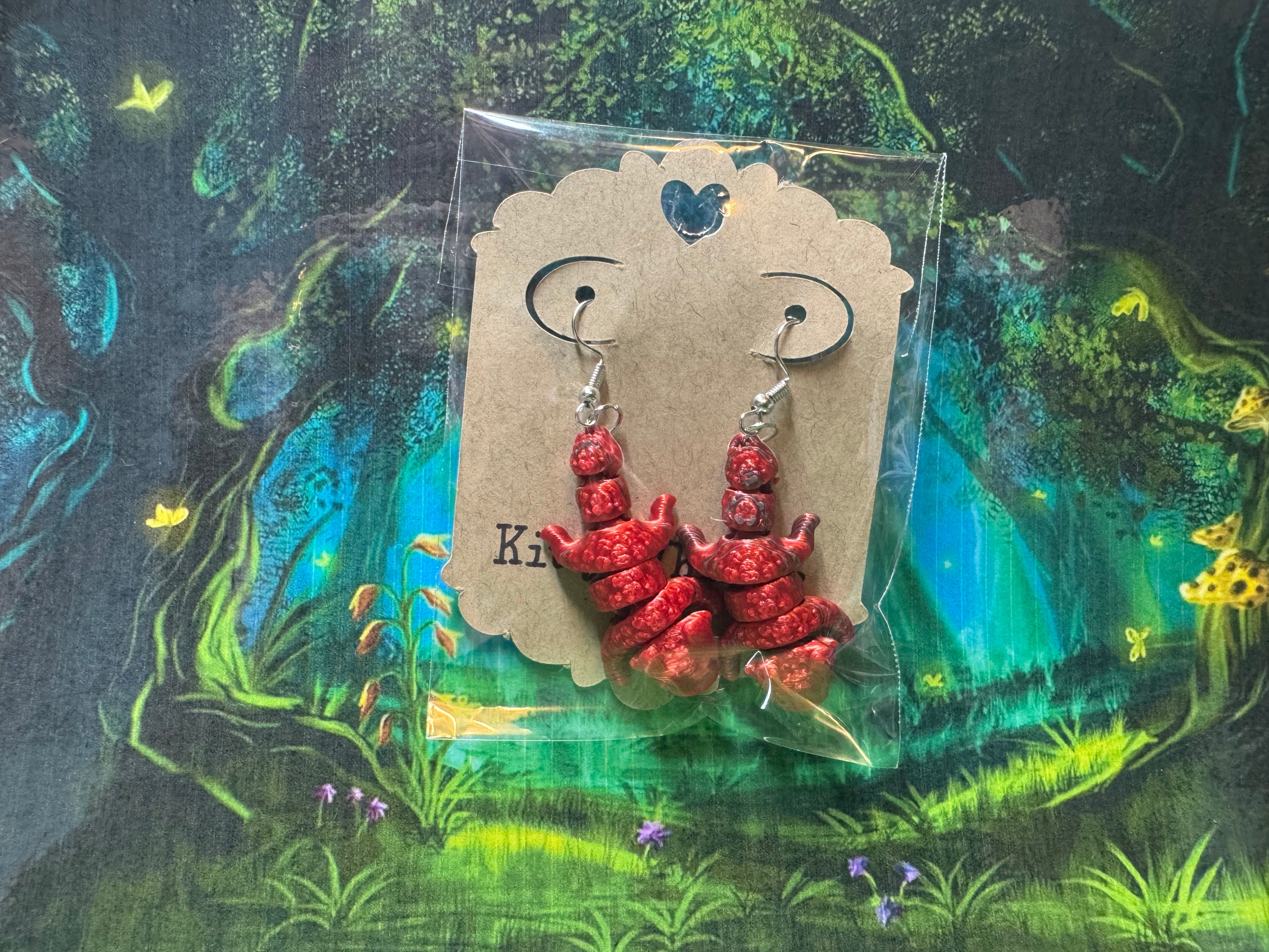 Luck Dragon earrings - Kitty Whisker Art