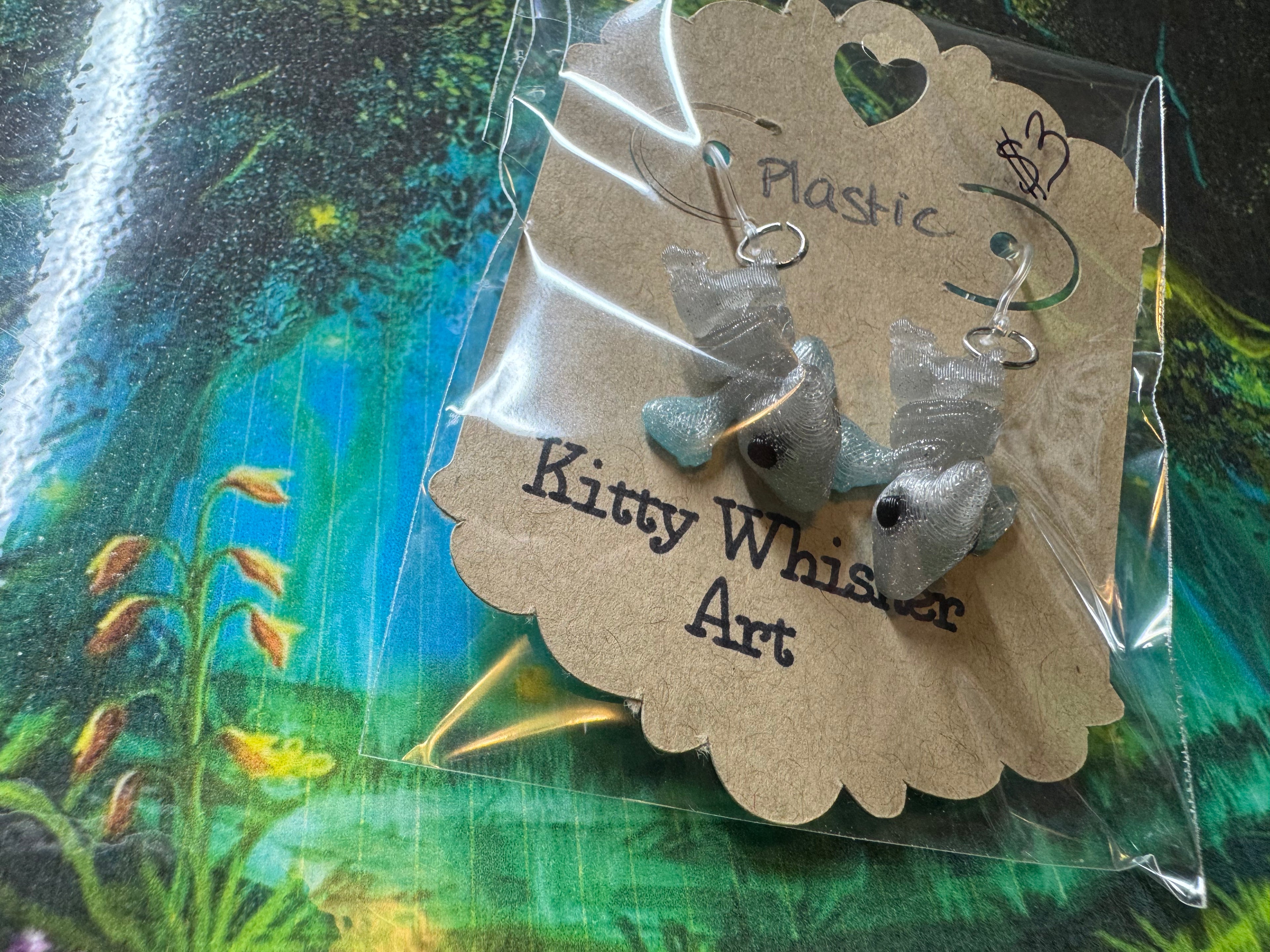Pterodactyl Earrings - Kitty Whisker Art
