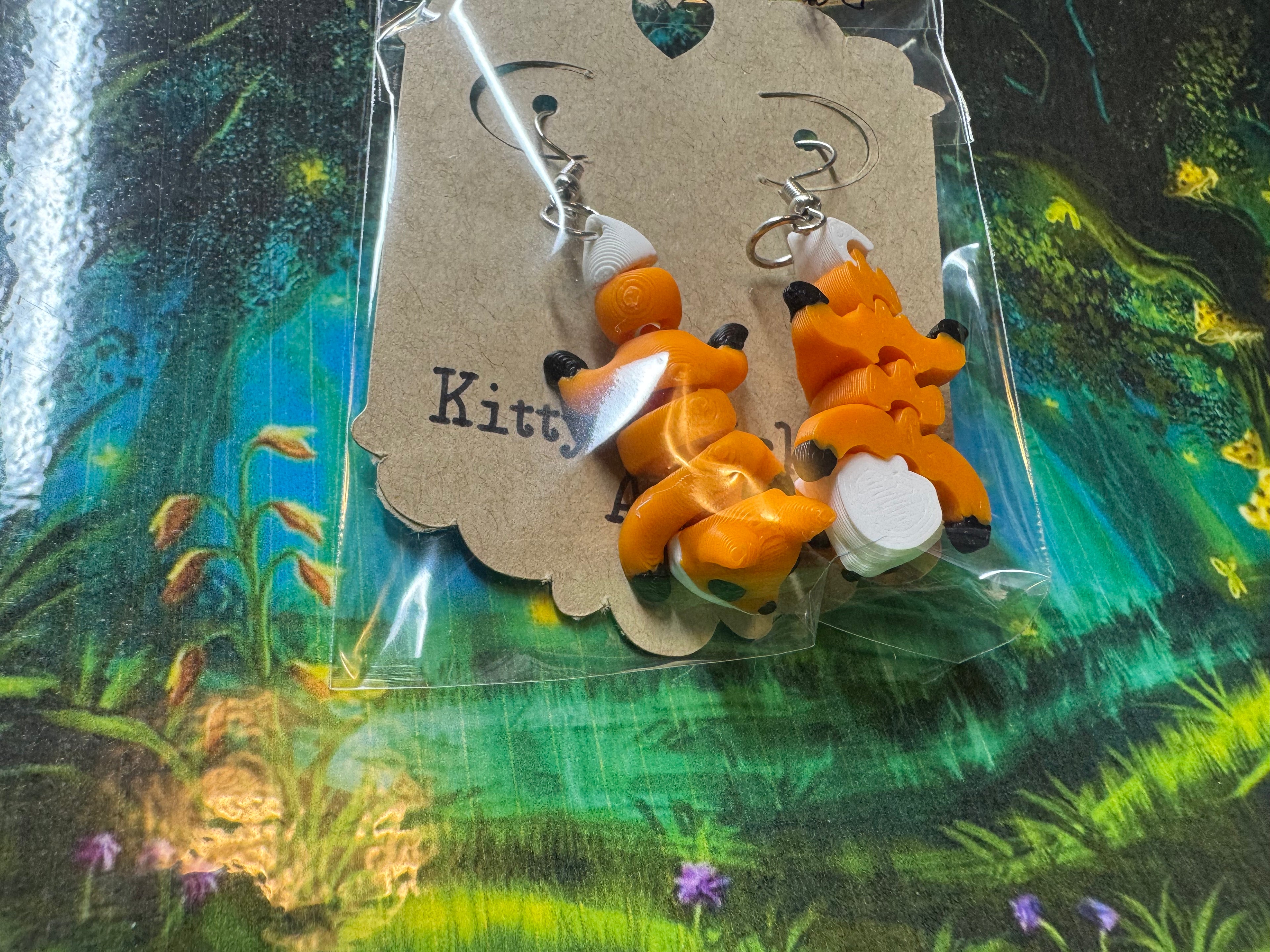Fox Earrings - Kitty Whisker Art