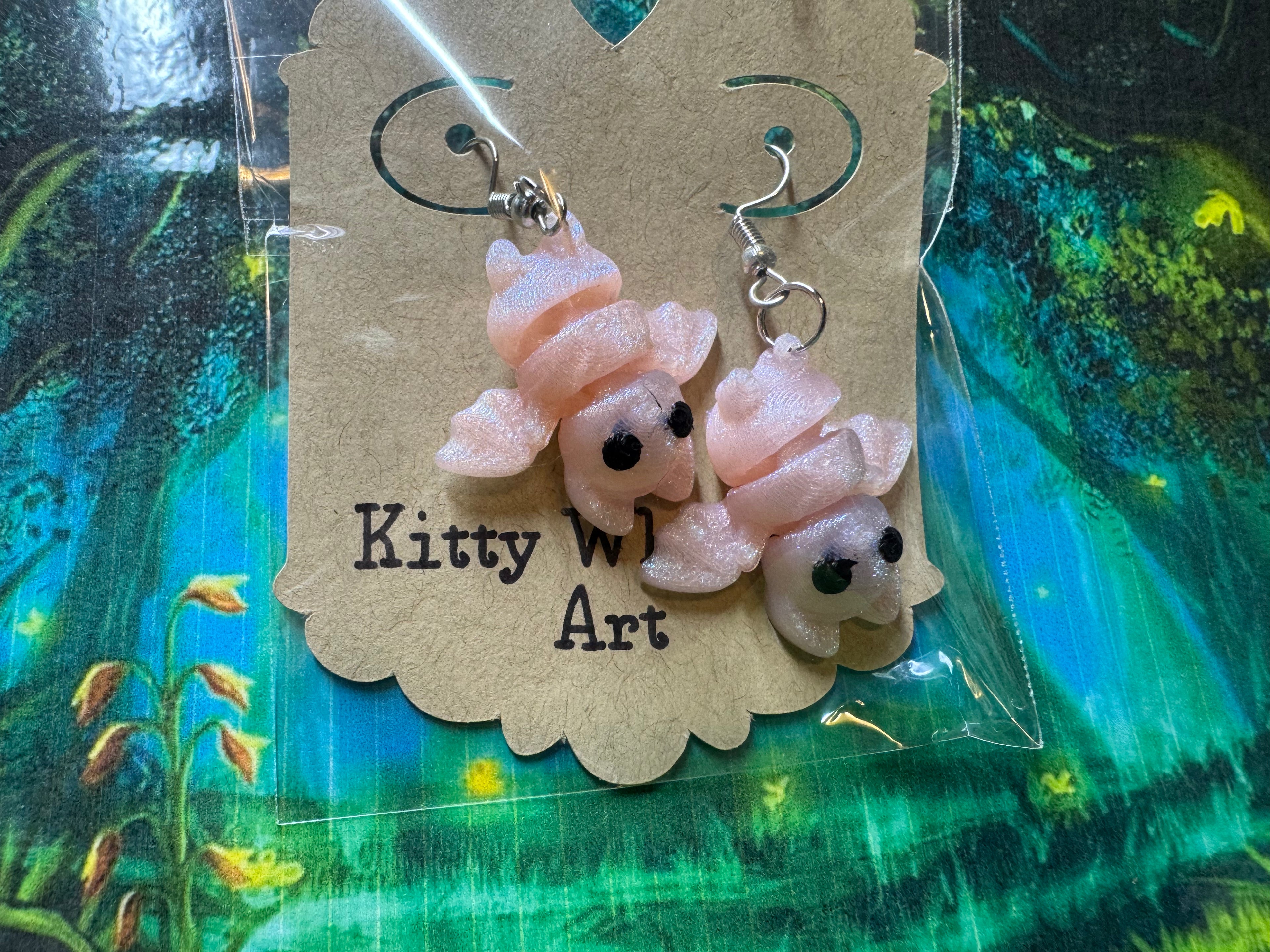 Bat Upside Down Earrings - Kitty Whisker Art