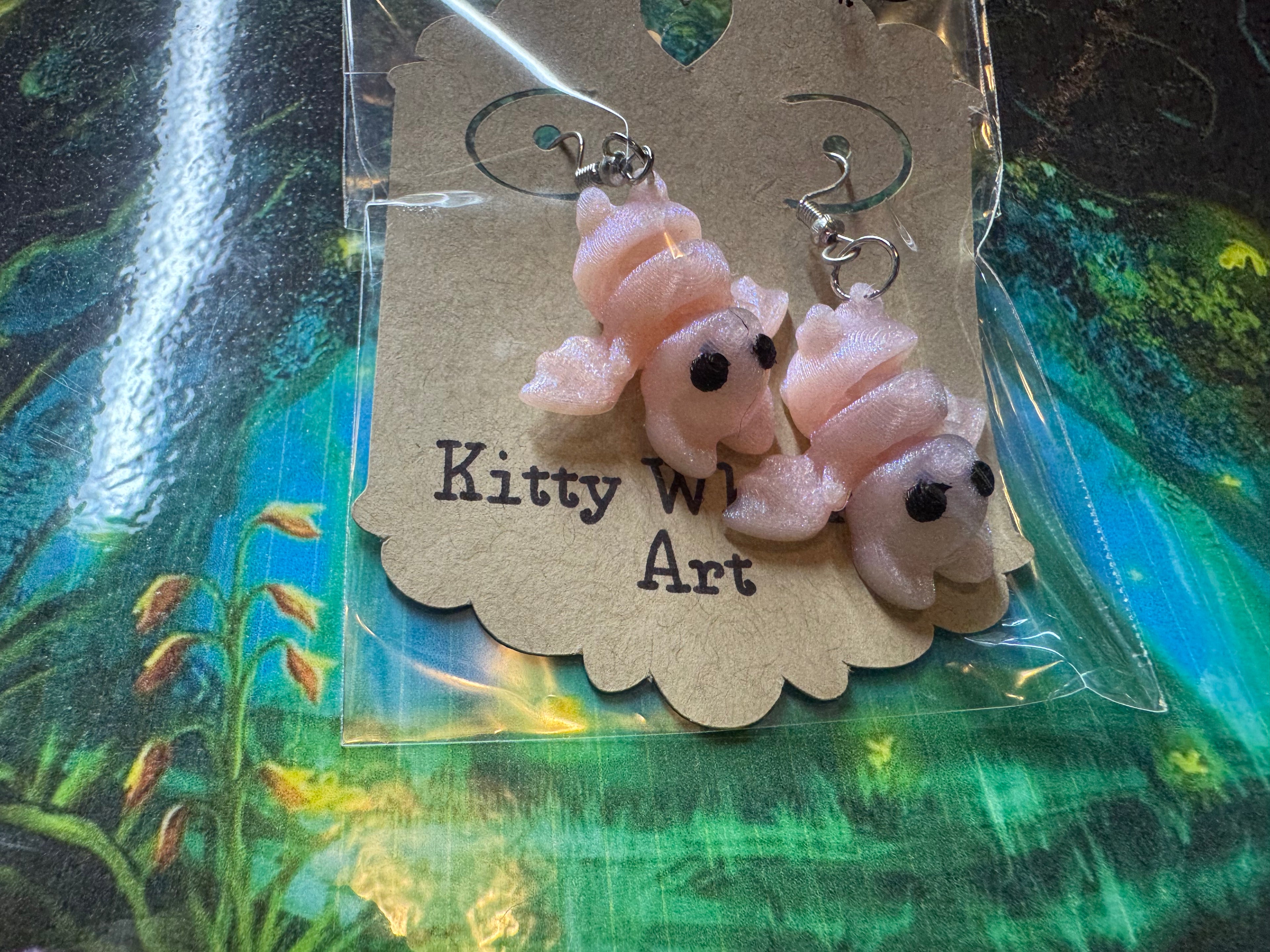 Bat Upside Down Earrings - Kitty Whisker Art