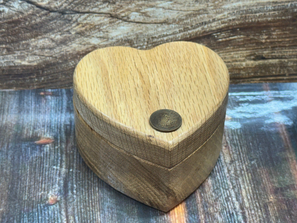 Heart Shaped Texas Oak Keepsake Box