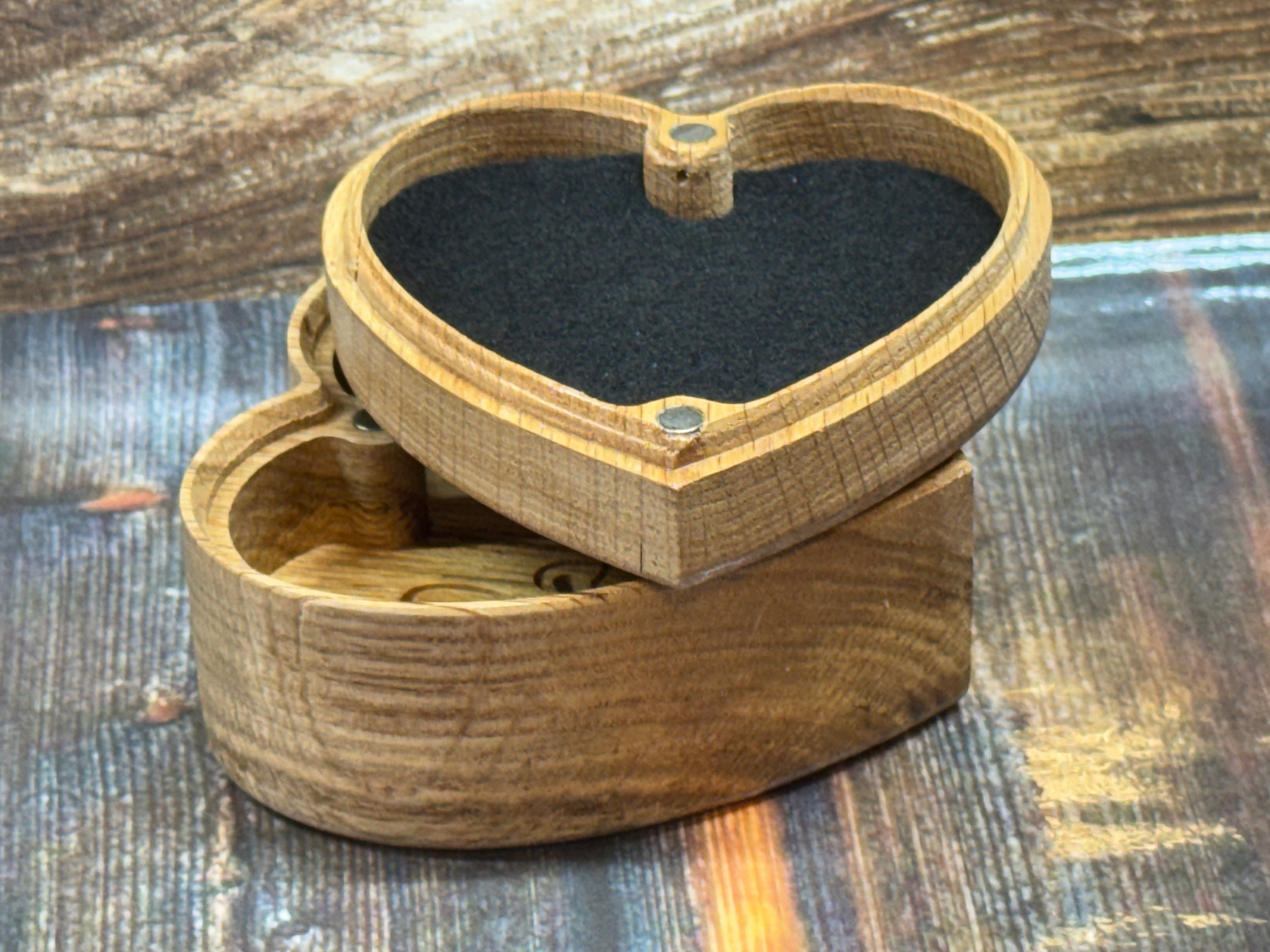Heart Shaped Texas Oak Keepsake Box