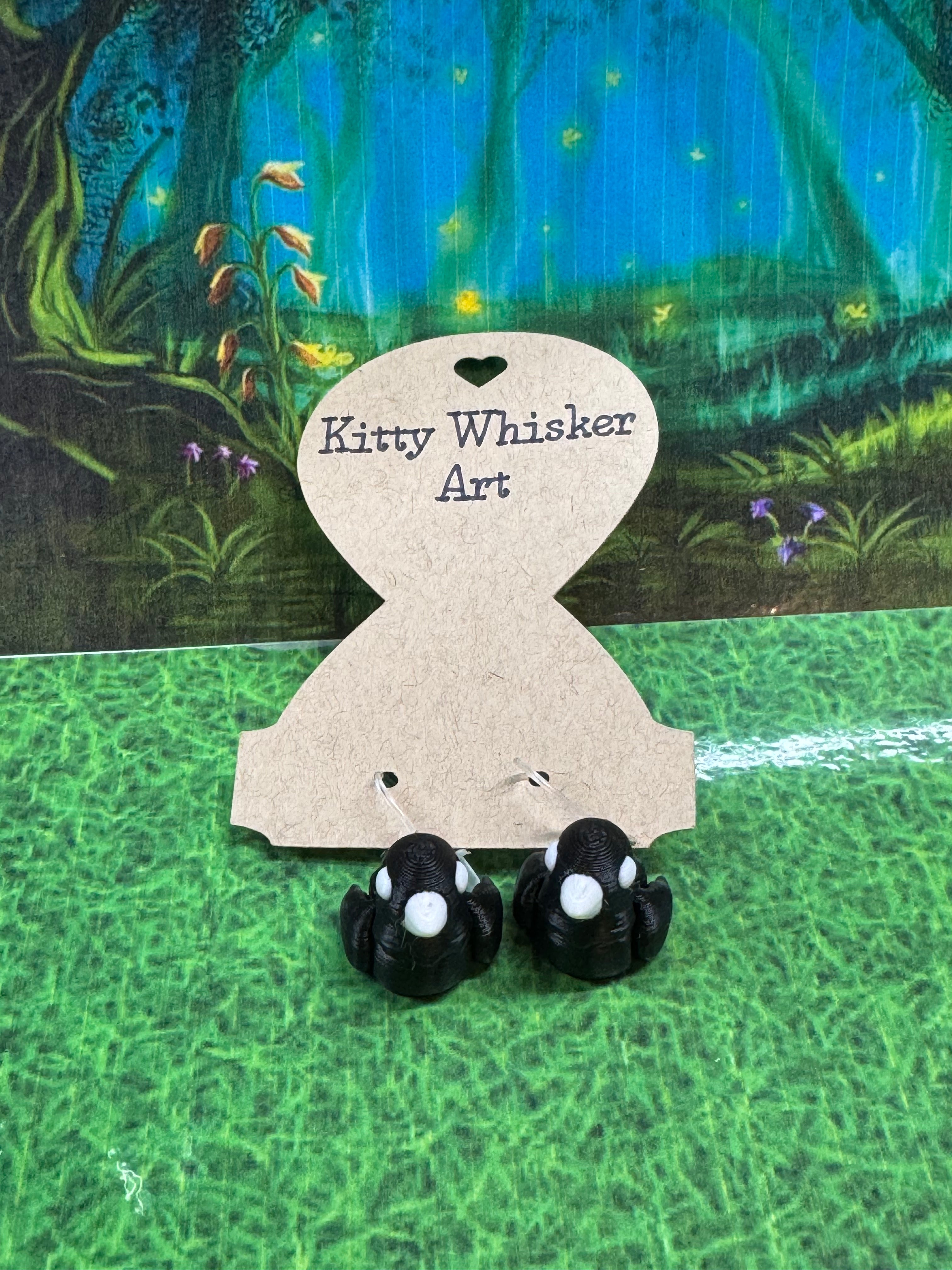 Crow Earrings - Kitty Whisker Art